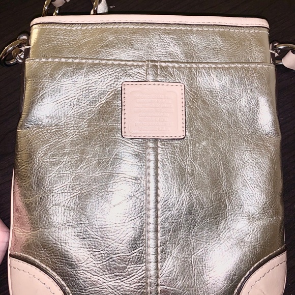 COACH Gold Adjustable Strap Crossbody Bag Purse - Picture 3 of 6